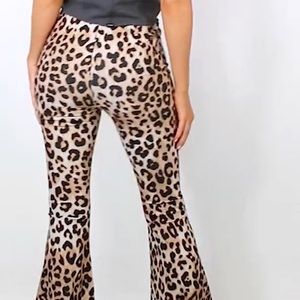 LEO LEOPARD PRINT FLARE Pants